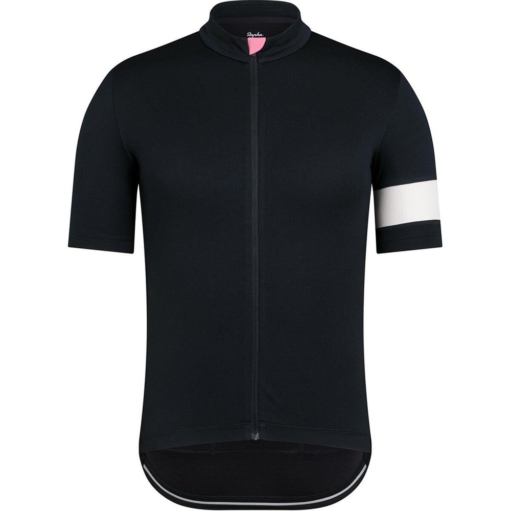 Rapha Classic Jersey Mens Large Black Merino Blend Short Sleeve Cycling Top